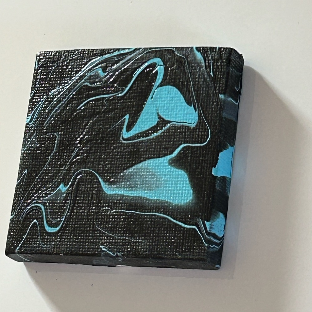 Original Hand Painted Abstract Painting Blue and Black - Picture 4 of 4